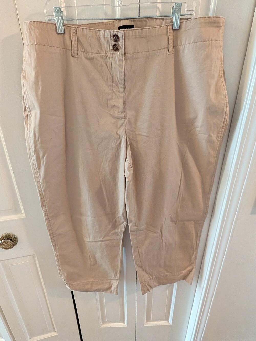 Talbots Women's Light Brown New England Crop Chino Trousers Size 18W